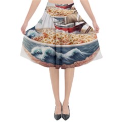 Noodles Pirate Chinese Food Food Flared Midi Skirt by Ndabl3x