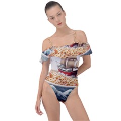 Noodles Pirate Chinese Food Food Frill Detail One Piece Swimsuit by Ndabl3x