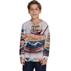 Noodles Pirate Chinese Food Food Kids  Long Sleeve Jersey by Ndabl3x