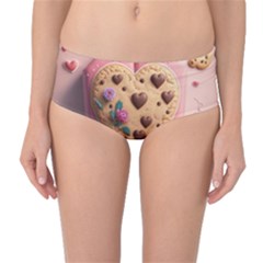 Cookies Valentine Heart Holiday Gift Love Mid-waist Bikini Bottoms