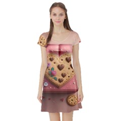 Cookies Valentine Heart Holiday Gift Love Short Sleeve Skater Dress by Ndabl3x