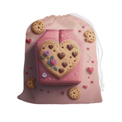 Cookies Valentine Heart Holiday Gift Love Drawstring Pouch (2xl) by Ndabl3x