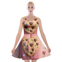 Cookies Valentine Heart Holiday Gift Love Velvet Skater Dress by Ndabl3x