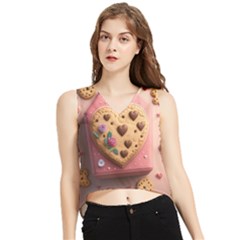 Cookies Valentine Heart Holiday Gift Love V-neck Cropped Tank Top by Ndabl3x