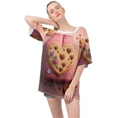 Cookies Valentine Heart Holiday Gift Love Oversized Chiffon Top by Ndabl3x