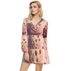 Cookies Valentine Heart Holiday Gift Love Tiered Long Sleeve Mini Dress by Ndabl3x
