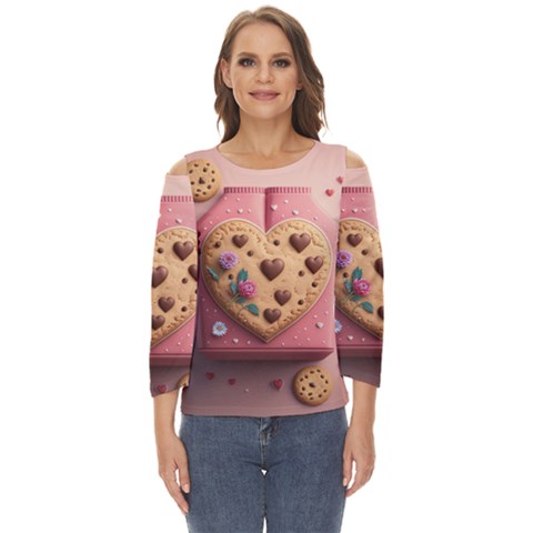 Cookies Valentine Heart Holiday Gift Love Cut Out Wide Sleeve Top by Ndabl3x