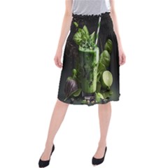 Drink Spinach Smooth Apple Ginger Midi Beach Skirt by Ndabl3x