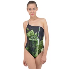 Drink Spinach Smooth Apple Ginger Classic One Shoulder Swimsuit by Ndabl3x