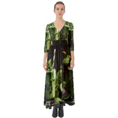Drink Spinach Smooth Apple Ginger Button Up Boho Maxi Dress by Ndabl3x
