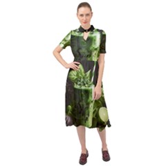 Drink Spinach Smooth Apple Ginger Keyhole Neckline Chiffon Dress by Ndabl3x