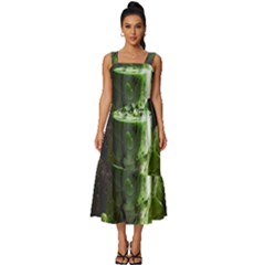 Drink Spinach Smooth Apple Ginger Square Neckline Tiered Midi Dress by Ndabl3x