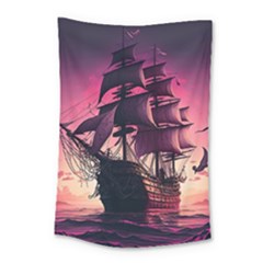 Ship Pirate Adventure Landscape Ocean Sun Heaven Small Tapestry by Ndabl3x
