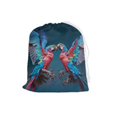 Birds Parrots Love Ornithology Species Fauna Drawstring Pouch (Large)