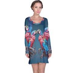 Birds Parrots Love Ornithology Species Fauna Long Sleeve Nightdress