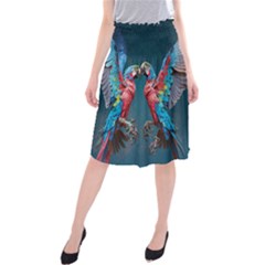 Birds Parrots Love Ornithology Species Fauna Midi Beach Skirt by Ndabl3x