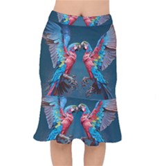 Birds Parrots Love Ornithology Species Fauna Short Mermaid Skirt by Ndabl3x