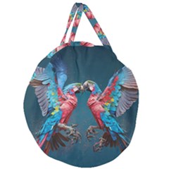 Birds Parrots Love Ornithology Species Fauna Giant Round Zipper Tote by Ndabl3x