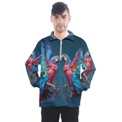 Birds Parrots Love Ornithology Species Fauna Men s Half Zip Pullover by Ndabl3x