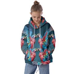 Birds Parrots Love Ornithology Species Fauna Kids  Oversized Hoodie by Ndabl3x