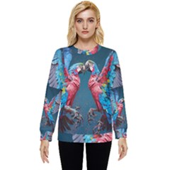 Birds Parrots Love Ornithology Species Fauna Hidden Pocket Sweatshirt by Ndabl3x