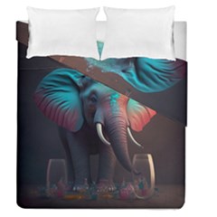 Elephant Tusks Trunk Wildlife Africa Duvet Cover Double Side (queen Size) by Ndabl3x