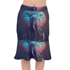 Elephant Tusks Trunk Wildlife Africa Short Mermaid Skirt by Ndabl3x