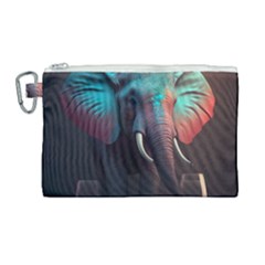 Elephant Tusks Trunk Wildlife Africa Canvas Cosmetic Bag (large)