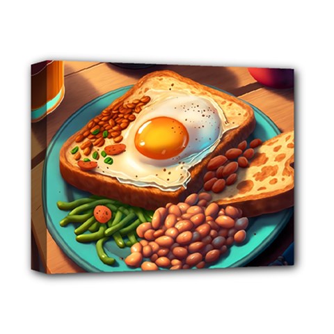 Breakfast Egg Beans Toast Plate Deluxe Canvas 14  X 11  (stretched) by Ndabl3x