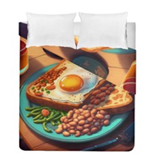 Breakfast Egg Beans Toast Plate Duvet Cover Double Side (full/ Double Size) by Ndabl3x