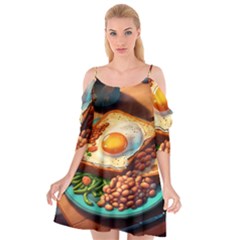 Breakfast Egg Beans Toast Plate Cutout Spaghetti Strap Chiffon Dress by Ndabl3x