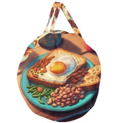 Breakfast Egg Beans Toast Plate Giant Round Zipper Tote by Ndabl3x