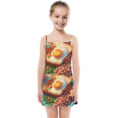 Breakfast Egg Beans Toast Plate Kids  Summer Sun Dress by Ndabl3x