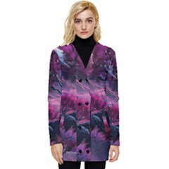 Landscape Painting Purple Tree Button Up Hooded Coat  by Ndabl3x