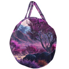 Landscape Painting Purple Tree Giant Round Zipper Tote by Ndabl3x