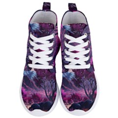 Landscape Painting Purple Tree Women s Lightweight High Top Sneakers by Ndabl3x