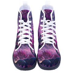Landscape Painting Purple Tree High-top Canvas Sneakers by Ndabl3x