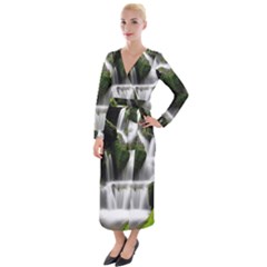 Waterfall Moss Korea Mountain Valley Green Forest Velvet Maxi Wrap Dress by Ndabl3x