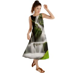 Waterfall Moss Korea Mountain Valley Green Forest Summer Maxi Dress by Ndabl3x