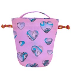 Hearts Pattern Love Drawstring Bucket Bag by Ndabl3x
