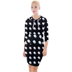 Background Dots Circles Graphic Quarter Sleeve Hood Bodycon Dress by Ndabl3x