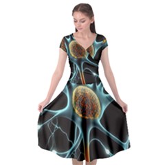 Organism Neon Science Cap Sleeve Wrap Front Dress by Ndabl3x