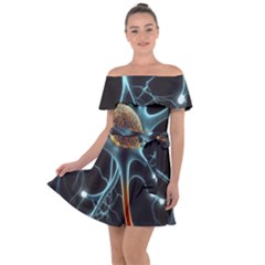 Organism Neon Science Off Shoulder Velour Dress by Ndabl3x