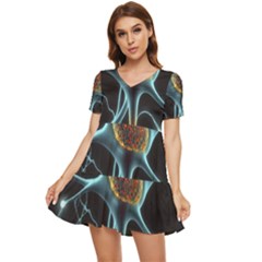 Organism Neon Science Tiered Short Sleeve Babydoll Dress by Ndabl3x