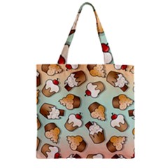 Cupcakes Cake Pie Pattern Zipper Grocery Tote Bag by Ndabl3x