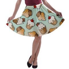 Cupcakes Cake Pie Pattern A-line Skater Skirt by Ndabl3x