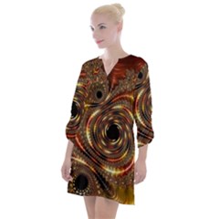 Geometric Art Fractal Abstract Art Open Neck Shift Dress by Ndabl3x