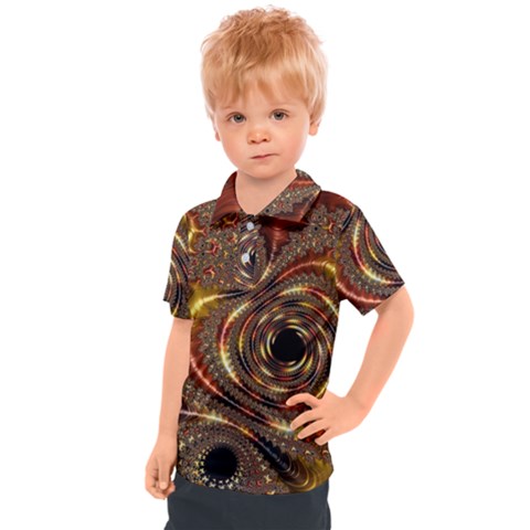 Geometric Art Fractal Abstract Art Kids  Polo Tee by Ndabl3x