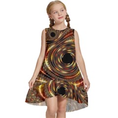 Geometric Art Fractal Abstract Art Kids  Frill Swing Dress by Ndabl3x