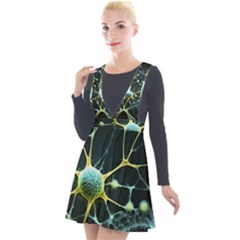 Neuron Network Plunge Pinafore Velour Dress